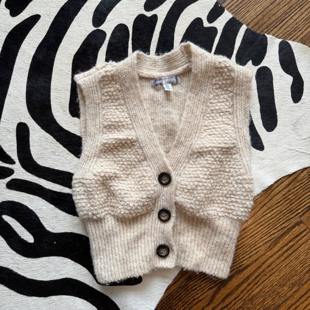 Urban Outfitters Cream Button-Up Sweater Vest